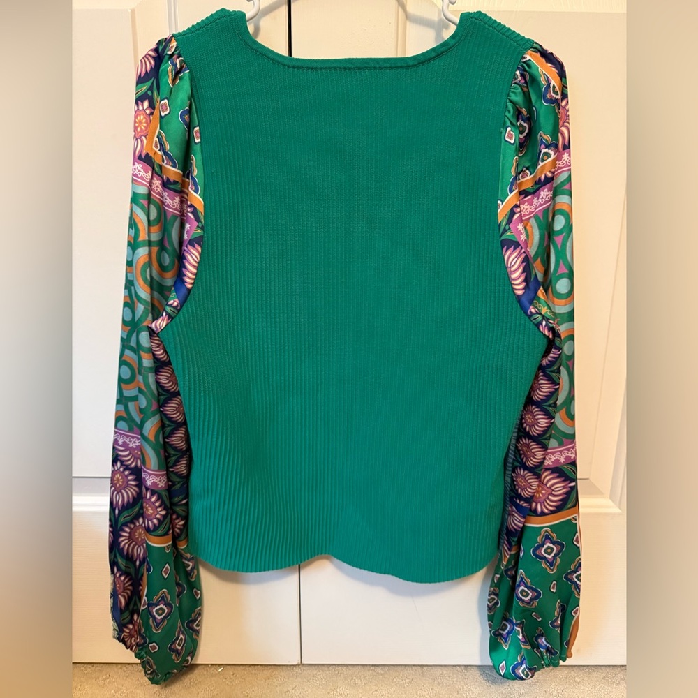 Bailey/44 Green Ribbed Knit with Silky Long Sleeves - Picture 4 of 4